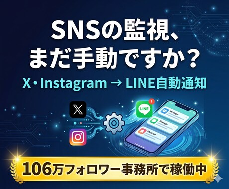 Xの自動監視→LINE通知システム構築します 競合の投稿やトレンドを24時間自動監視→LINEに即通知 イメージ1