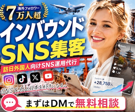 インバウンド集客｜外国人客を増やすSNS運用します 【海外フォロワー7万人】訪日外国人の来店を増やすSNS集客 イメージ1