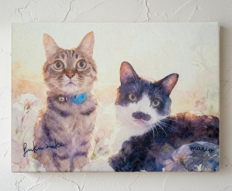 うちの子ペット似顔絵を水彩画キャンバスで制作します 犬・猫・うさぎ・人｜プレゼント・メモリアルにどうぞ イメージ1