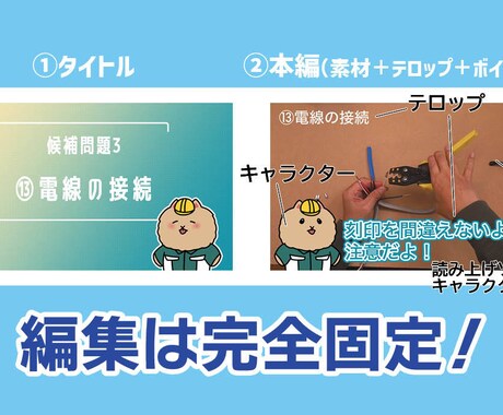 動画にキャラクター立ち絵とテロップの編集をします オプションで動画用キャラクターデザインもお受けします！ イメージ2