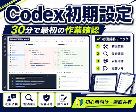 Codexの初期設定と最初の操作を支援します ChatGPTログインから最初の作業確認まで画面共有で伴走 イメージ1