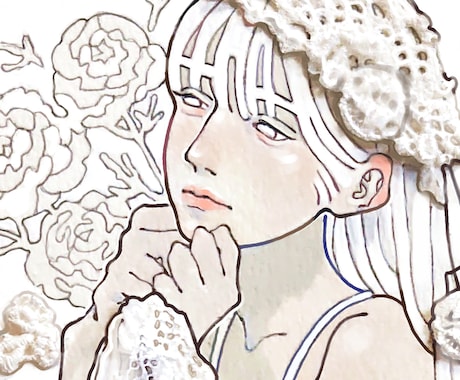 レース生地を貼り付けて絵を描きます 白い乙女心を飾る。お部屋をもっと好きな場所に。 イメージ1