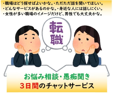 ３日間　介護業界への転職・就職のお悩み伺います 介護現場管理者・施設長・教育担当の経験者が経験を基に伺います イメージ1