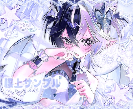 キラキラ個性的☆めろ可愛いイラスト描きます 商用利用可／アイコン／MV／歌ってみた／グッズ制作 等 イメージ1