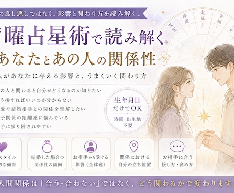 宿曜占星術｜恋愛結婚親子の関係性鑑定します 宿曜占星術で相手との関係性と影響を詳しく鑑定します イメージ1