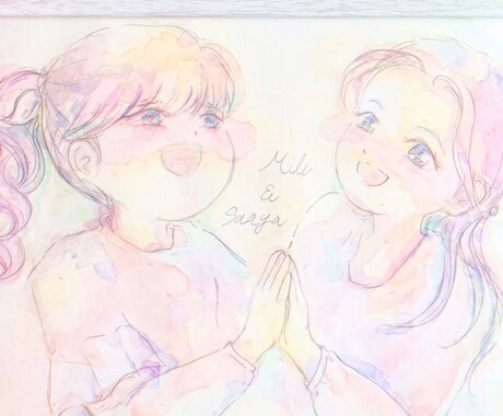 お部屋に、贈り物に。優しい水彩画で似顔絵を描きます 可愛らしい瞬間を夢の世界に閉じ込めて飾りませんか？ イメージ2