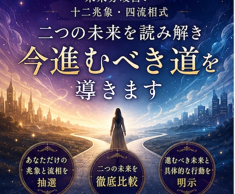 迷う二つの未来を比較し選ぶべき道を鑑定します 迷いを終わらせ、今進むべき未来を導きます イメージ1