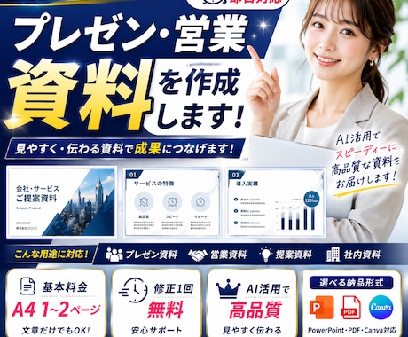 AIでプレゼン・営業資料を作成しますます 見やすく伝わる資料をスピーディーに作成 イメージ1