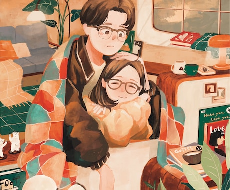 カップルイラスト描きます 記念日やお相手へのプレゼントにいかがでしょうか イメージ1