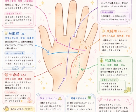 あなたの手相をプロ目線で丁寧に鑑定します あなた自身が持つ個性や可能性が表れていると言われています イメージ2