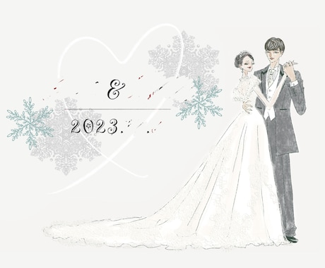 お洒落なウェルカムボード用イラストを描きます ファッションイラスト&デザインでこだわりの結婚式を彩ります イメージ1