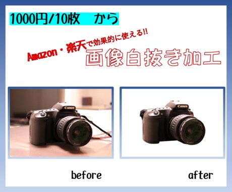 1000円/10枚 　から画像の白抜きを行います 楽天、Amazonのサムネイル画像などでも有効に活用できます イメージ1