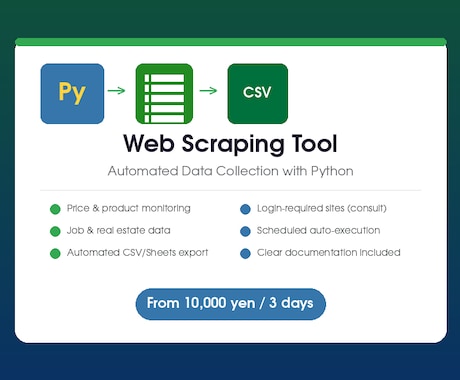 Pythonスクレイピングツールを作ります AIで爆速開発・データ収集を完全自動化します イメージ1