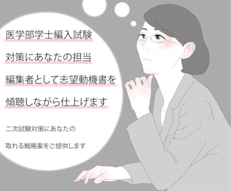 医学部学士編入試験対策各種・志望動機書を仕上げます プロの現役編集者があなたの提出資料を添削、二次試験対策も可能 イメージ1