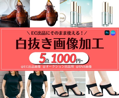 迅速丁寧！面倒な白抜き作業をまるっと代行します EC出品にそのまま使える！パッケージ写真を白抜きでプロ仕上げ イメージ1