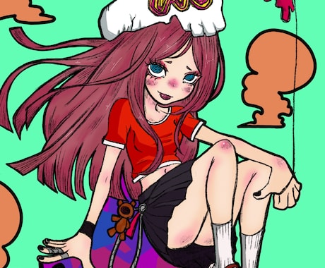 アイコンにも使いやすいポップなイラストかきます ビビットな色彩の女の子のイラストをかきます イメージ1