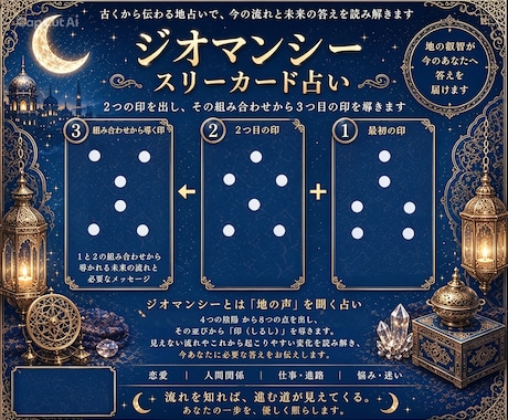 ジオマンシー3枚引き!今とこれからを読み解きます 今の状況・流れ・必要な行動をやさしく読み解きます イメージ2