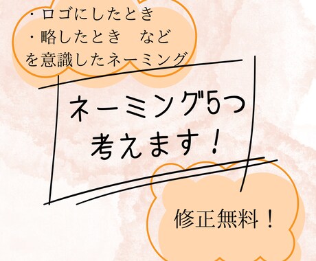 修正無料！5つの案（内容説明付）を考えます 店名、活動名、商品名、SNSアカウント名、グループ名など イメージ1