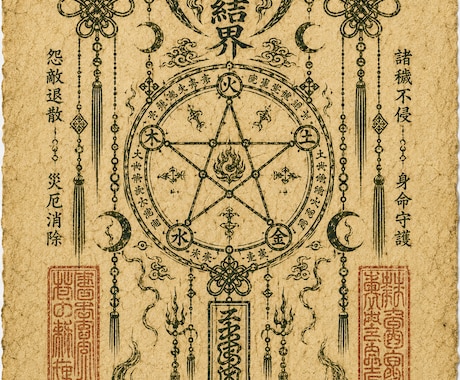 陰陽師式｜心を守る五芒星結界護符を霊視で授けます 人の気に揺れやすい心へ守りの言葉を届けます イメージ2