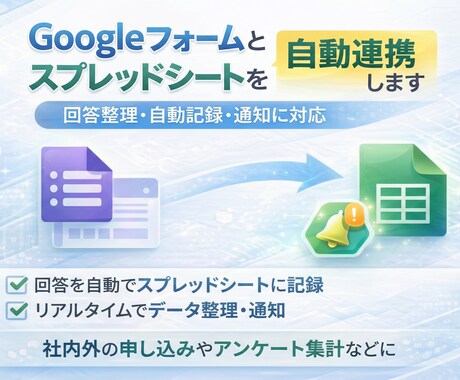 グーグルフォームとスプレッドシートを自動連携します 回答整理・自動記録・通知まで対応 イメージ2