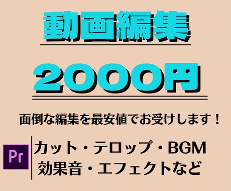 格安での動画編集(PremierePro)をします めんどうな動画編集を全て任せてください！ イメージ1