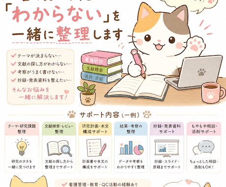 看護研究の「わからない」を一緒に整理します 「何を書けばいいの？」を一緒にほどいていきます イメージ1