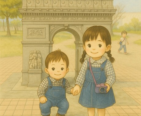 絵本風の似顔絵を描きます ふんわり優しいタッチで家族の思い出をカタチに イメージ2