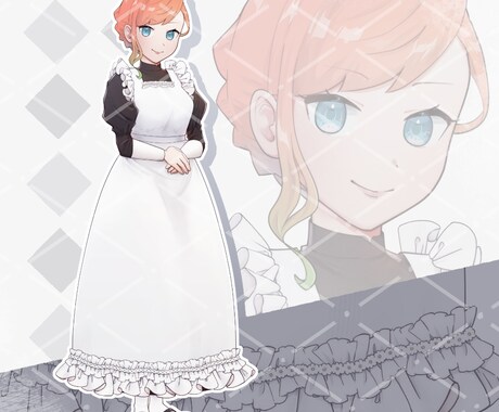 表情差分22種類！メイドの完成品立ち絵を販売します 購入後の表情差分の手直し・追加も１つ500円で承ります イメージ2
