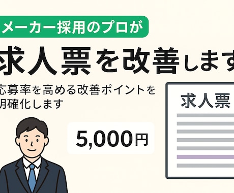 求人票添削｜メーカー採用のプロが求人票を改善します 応募率を高める求人票へ改善ポイントを明確化します イメージ1