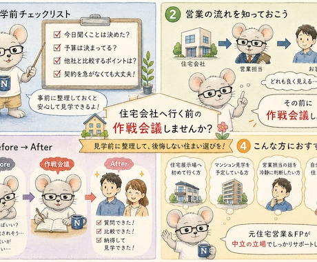 元住宅営業が見学前に作戦会議します 元住宅営業がリアル目線で中立にアドバイス! イメージ1