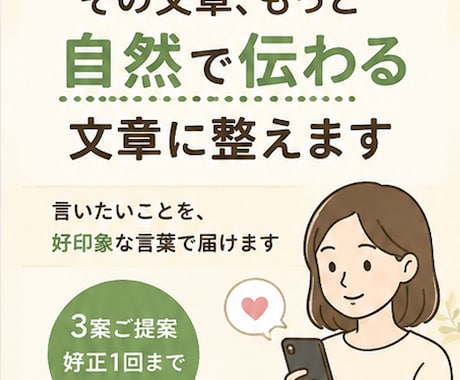 LINE・メールなどの文章を自然に整えます 伝えたい内容から自然で好印象な文章を作成します イメージ1