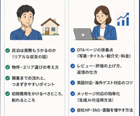 現役スーパーホストが民泊開業・集客の相談に乗ります 1時間ビデオ相談。事前にページを拝見し具体的にアドバイス イメージ2
