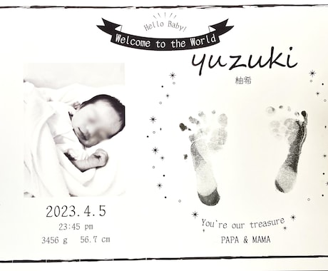 手形足形 誕生記念ポスター作ります お気に入りの写真で出生の記録を残しませんか♪ イメージ2