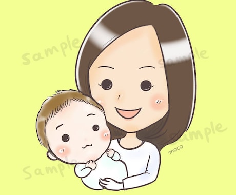 赤ちゃんとママのかわいい似顔絵描きます 赤ちゃん・ママ・家族のシンプルかわいい似顔絵描きます♡ イメージ2