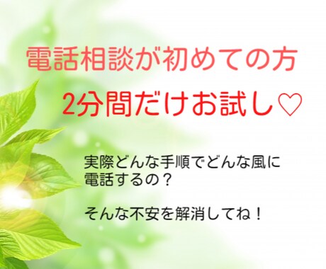ココナラに電話相談が初めての方♪2分お試しできます とにかく電話が不安、どんな感じ？・・・だったらお試し2分間！ イメージ1