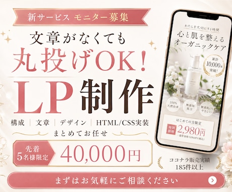 先着5名様限定・モニター価格でLPを制作します イメージ1