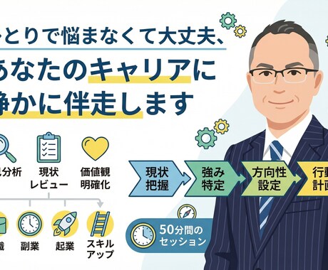 転職・キャリア形成・キャリア再設計の伴走します ひとりで悩まなくて大丈夫、あなたのキャリアに静かに伴走します イメージ1