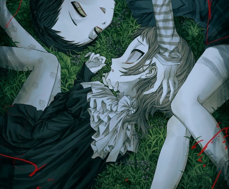 薄暗い雰囲気のイラスト制作します アイコン、立ち絵、一枚絵、動画用イラスト等 イメージ2