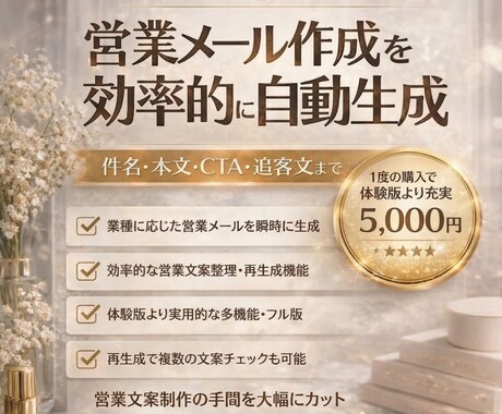AIで業種別に営業メール文を自動生成します 業種に合わせた営業メール文をまとめて生成できる完全版 イメージ1