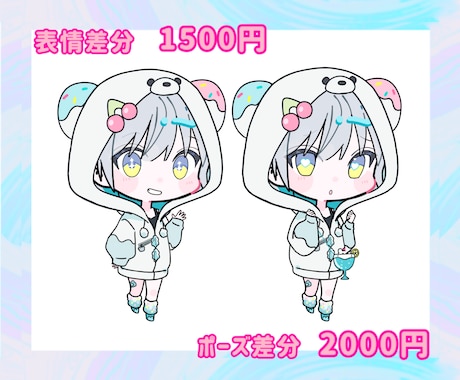 ポップで可愛い、グッズ映えなミニキャラ描きます ミニキャラを制作します！表情、ポーズ差分なども追加できます イメージ2