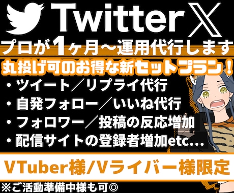 VTuber専用！プロがTwitterを運用します １日３ツイート／フォロー,いいね／リプ返信等Ｘ代行！丸投げ◎ イメージ1