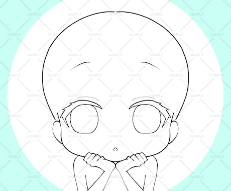 きゅるんポーズの女の子アイコンを制作します 自作のテンプレを使用し、あなたのオリジナルキャラを描きます イメージ2
