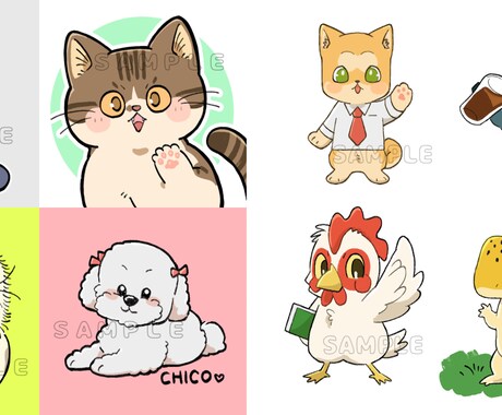 シンプルでかわいい動物、ペットのイラスト描きます SNSやブログアイコンに使える 表情差分も承ります イメージ2