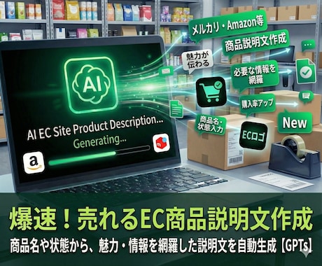 ECサイトの商品説明文作成GPTs提供します 売れる！メルカリ・Amazon説明文をAIが即作成 イメージ1