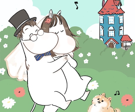 ムーミンっぽいゆるキャラのウェルカムボード描きます ゆるキャラでお