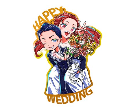 かわいい漫画タッチの似顔絵を描きます 結婚の記念や、大切な人へのプレゼントに。 イメージ2