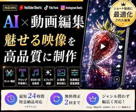 AIを活用した高品質なショート動画を編集します AI画像・AI動画で魅せる映像制作 イメージ1