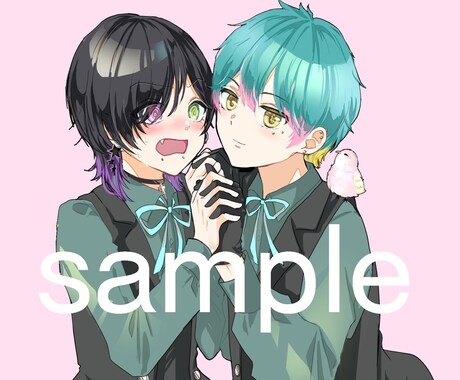 カップルイラスト、夢絵 作成します かわいいツーショットお任せください！ イメージ2