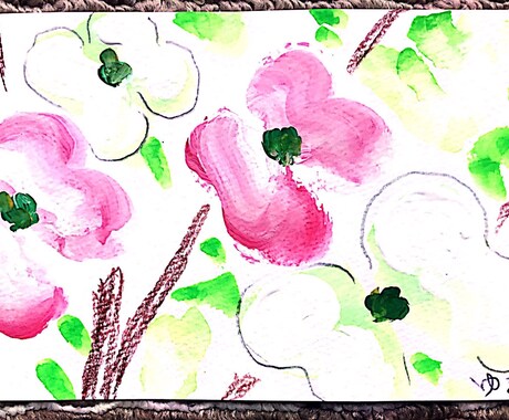 手描き絵ハガキを送ります あなたの希望の花、動物などのオリジナルイラストを描きます。 イメージ2