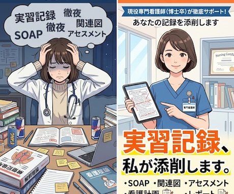 価格サービスあり。学生さんの実習をサポートします 専門看護師がアセスメント、看護計画、関連図サポート イメージ1